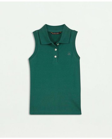 Brooks Brothers Girls Sleeveless Pique Polo Shirt | Green | Size 5