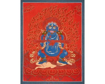 雙臂瑪哈嘎拉手繪唐卡－喜馬拉雅聖畫