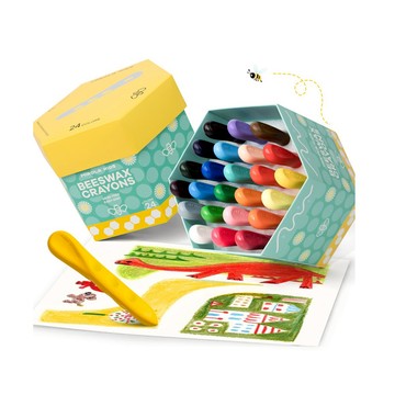 【Mirola Kids 原創美玩】不髒手蜂蠟控筆蠟筆/三角筆桿蠟筆(可水洗24色)