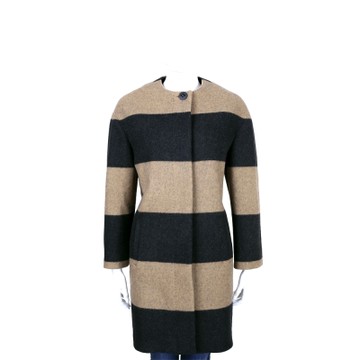 Max Mara 拼色橫條紋羊毛釦式大衣
