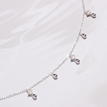 海洋聯名 | 月光石 S925純銀 | 水色凝珠手鍊