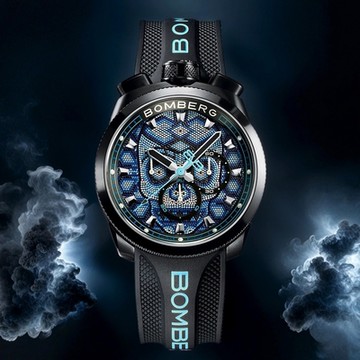 BOMBERG 炸彈錶 BOLT-68 石英藍色珍珠骷髏頭錶 1212購物節 送禮推薦-45mm