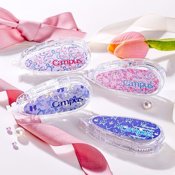 KOKUYO Campus 加藤木蝴蝶结 象牙白可替換式修正帶(5mm)-粉藍/藍藍/灰粉/藍綠