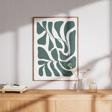 綠葉迴旋 現代抽象幾何掛畫 / 畫芯 海報 無框畫 裝飾畫