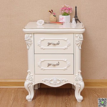 簡約歐式白色床頭櫃田園實木儲物櫃臥室床邊櫃整裝法式抽屜櫃斗櫃   DF  都市時尚