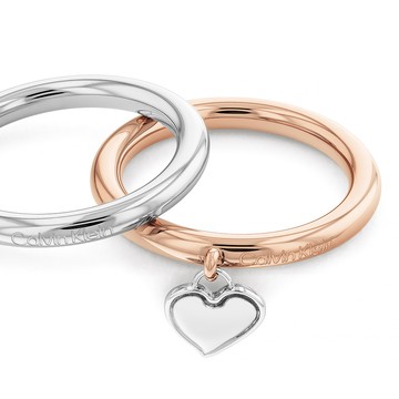 Calvin Klein CK ALLURING 愛心戒指組-銀x玫瑰金(35000327)