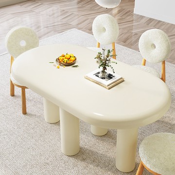 奶油風餐桌家用小戶型輕奢現代簡約吃飯桌子餐廳白色餐桌椅組合J-76公司貨