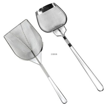 不銹鋼油渣鏟油炸長柄撈勺大號薯條網勺雞排炸雞濾油隔渣小漏勺