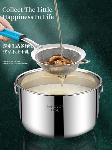 316不銹鋼豬油盆廚房帶蓋盆子家用耐高溫裝油容器濾渣網勺存油罐廚房小物 廚房用品