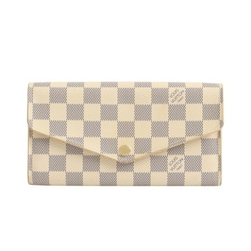 LOUIS VUITTON LV 路易威登 Portefeuille Sarah 釦式長夾 米白色 棋盤格帆布 N63208 【二手名牌BRAND OFF】