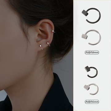 925純銀耳環女2021年新款潮耳骨耳釘2022小圈耳扣耳飾耳圈ins飾品