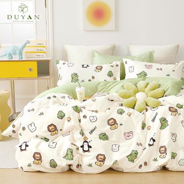 【DUYAN 竹漾】精梳純棉三件式枕套床包組 小森萌友 台灣製(加大)