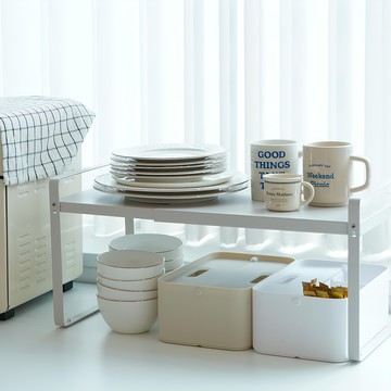 親切的My Chew 可伸縮整理架 水槽下層架  中號(36-60 x 22 x 26 厘米)  1個  白色