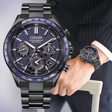CITIZEN 星辰 GENTS 韋禮安配戴 紺星款 光動能GPS衛星對時鈦金屬 計時腕錶 CC4059-64L