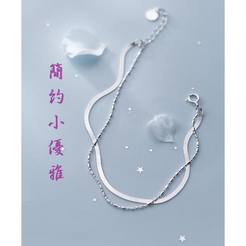 (S2305N)⭐️現貨⭐️S925銀手鍊女日系風小清新雙層手鍊氣質多層網紅風手飾開運招財情侶閨密聖誕節交換禮物
