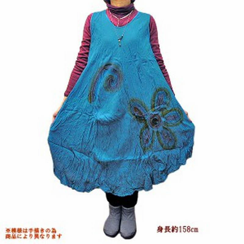 レディース 花柄プリント ワンピース ノースリーブ ブルー Mサイズ 着丈110 115cm タイ雑貨 アジアン雑貨 通販 Lineポイント最大1 0 Get Lineショッピング