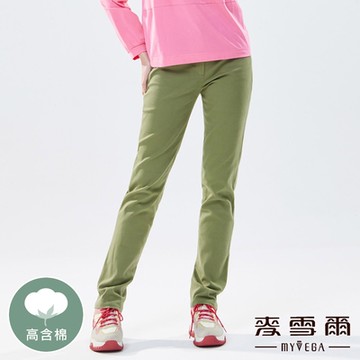 MYVEGA麥雪爾 高含棉後鬆緊腰單釦九分褲-綠