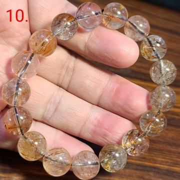 黑金超 黑金超七水晶 手鍊 手環 手珠 共生礦 12mm 天然❤水晶玉石特賣#R001-10