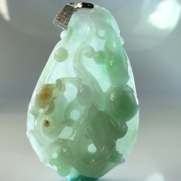 【森茂珠寶】緬甸天然翡翠A貨 三彩飛龍在天墜子 F1910