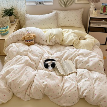 裸睡床上四件套 ins風床包組 水洗棉 高級感 四件套 被套 被罩 學生 宿舍 三件套