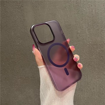 【磁吸磨砂硬殼】超薄暗紫色無線充電適用iphone16/15pro新款14ProMax手機殼蘋果13簡約高級12大孔保護套男女