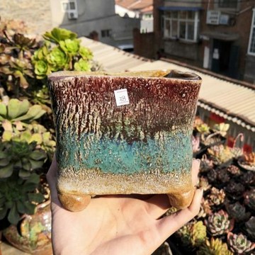 景德鎮手工拉坯粗陶多肉花盆 透氣控型帶足 大口徑 瑕疵見詳情