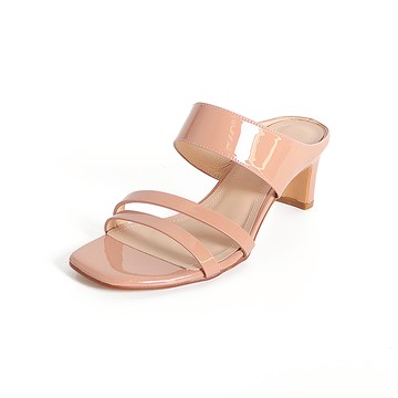 KOKKO逆天美型簡約感真皮扁跟涼鞋粉紅色