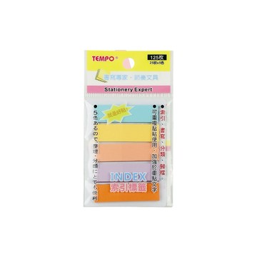 【阿翔小舖】『TEMPO』節奏牌 柔色平頭索引標貼TP-303  25枚*5色 便利貼