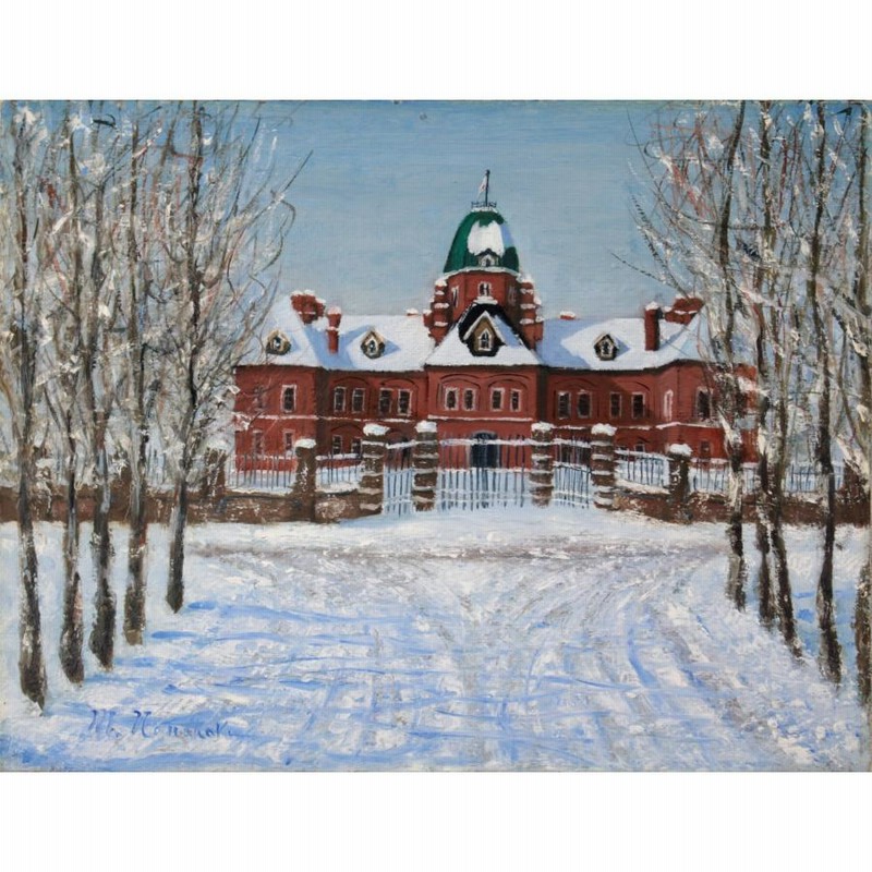 七原正勝 「雪の旧道庁」 油絵・油彩画 絵画 - 北海道画廊
