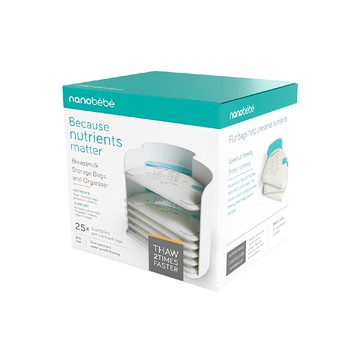 nanobebe 母乳儲存保鮮袋含整理架 25入 5oz/150ml預先消毒  1組