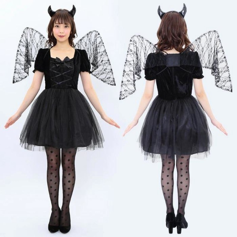 小悪魔 ブラック カチューシャ 魔女 羽根 しっぽ フリーサイズ