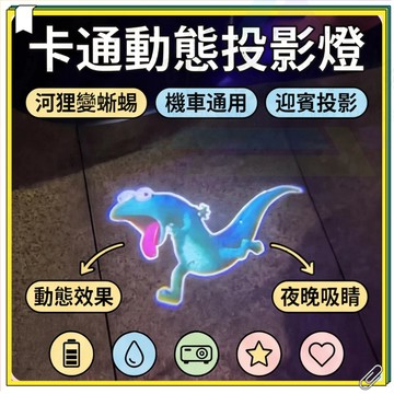 台灣出貨 湯姆蜥蜴投影燈 河狸變身計劃周邊 創意動態戶外投影燈 卡通動態投影燈 機車電動車可粘安裝 汽車動態迎燈 投影燈