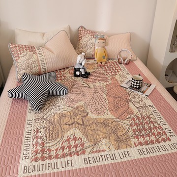 小黛家的櫥窗 夏季冰絲涼蓆竹蓆涼蓆摺疊可水洗ins田園風可睡新款美式田園花卉可水洗摺疊乳膠席三件式夏涼蓆空調席軟席1