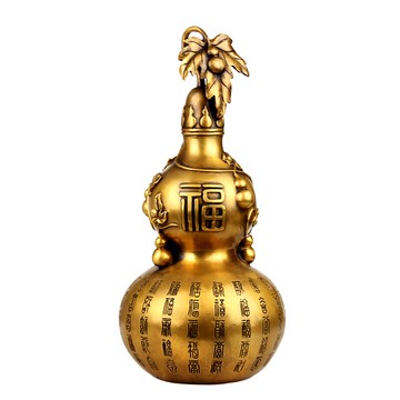 福祿葫蘆福字黃銅葫蘆帶蓋子中式客廳銅工藝品家居裝飾擺設