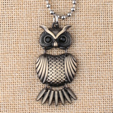 貓頭鷹時尚流行小動物學生男女吊墜合金簡約復古百搭鈦鋼圓珠鏈