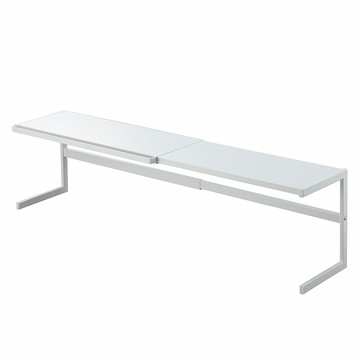 日本【YAMAZAKI】tower伸縮式雙層收納架(白)