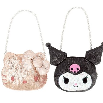 小禮堂 Sanrio 三麗鷗 造型零錢手提包 (亮片大頭款) Kitty 酷洛米