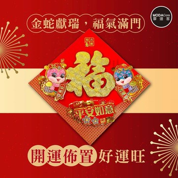 摩達客◉春節開運招財◉雙Q蛇年格紋平安如意大金福斗方-單片春聯