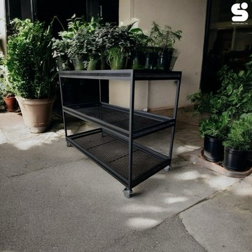 【 SHAONIANNA.TW 】綠植生活感 Urban Mesh 工業風多功能推車架｜可放盆栽 Loft Grid 工業網格推車｜花器／收納兩用