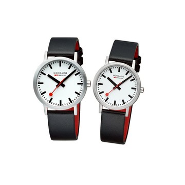 Mondaine 瑞士國鐵 Classic Vegan葡萄皮革腕錶對錶組 - 霧銀 ( 36mm / 40mm )