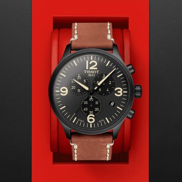TISSOT天梭 官方授權 韻馳系列 XL計時碼錶石英腕錶-棕x黑 新年禮物 推薦 送禮 45mm/T1166173605700