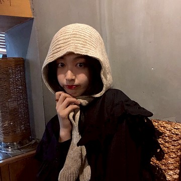 綁帶毛線帽子女冬天韓版日系少女甜美可愛軟妹ins保暖針織套頭帽1入