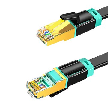 山澤 Cat.8超極速40Gbps傳輸雙屏蔽抗干擾電競級網路扁線 黑/2M
