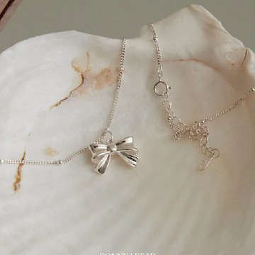 【BONNY&READ飾品】純銀 蝴蝶結 項鍊 鎖骨鍊 [純銀] 甜美蝴蝶結鎖骨鍊