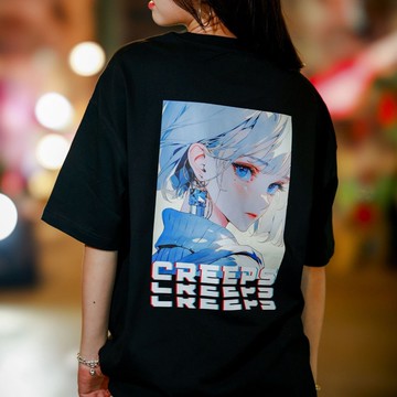 【CREEPS】Silver Hair Girl 寬鬆重磅印花T恤 210g