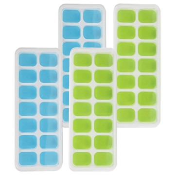 單顆取按壓式附蓋制冰盒  25.4 x 9.8 x 2.9cm  藍色 + 綠色  1組