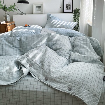 日式雙層紗純棉四件套100全棉簡約床單被套床上用品4四季通用ins