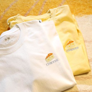 Upch 當香濃的愛意沉浸在芝士的絲滑里 休閑刺繡百搭t恤男女短袖