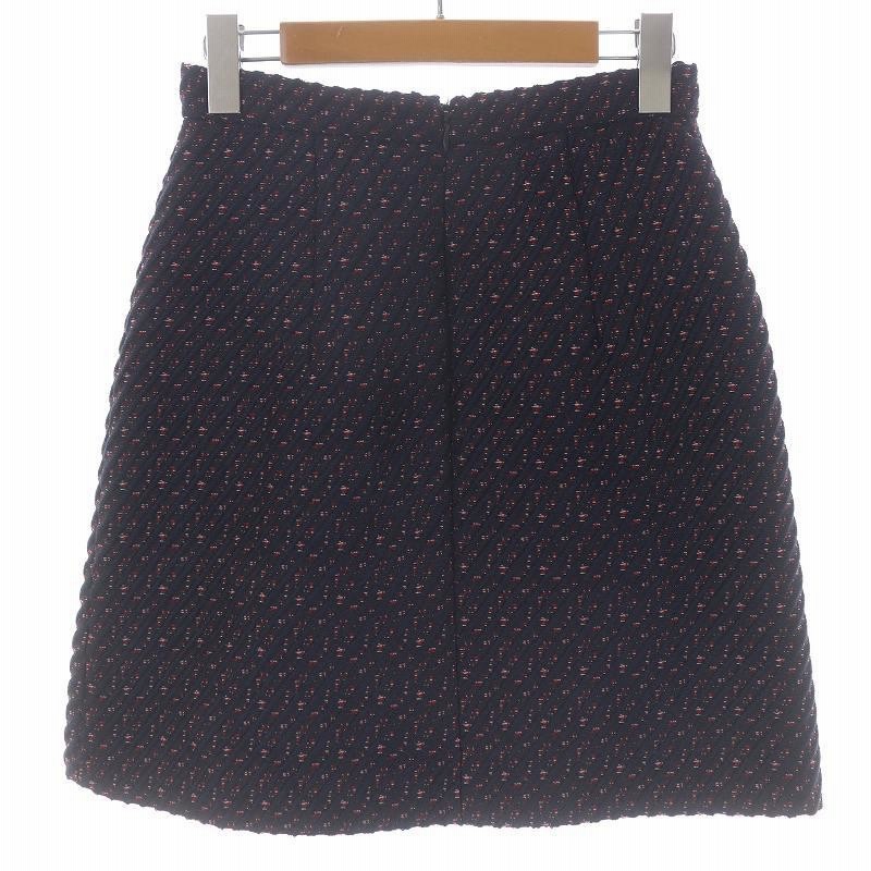 カルヴェン CARVEN 台形スカート ひざ丈 プリーツ ツイード レジ  