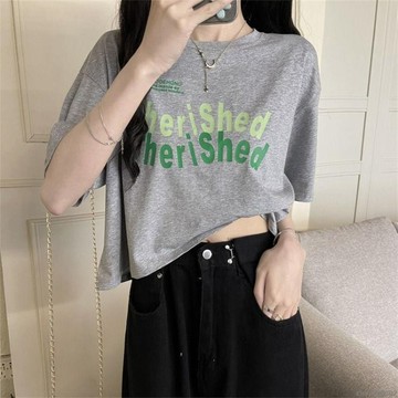 短版上衣 2025夏韓版短袖T恤女設計感小眾露肚純欲風百搭上衣ins風
